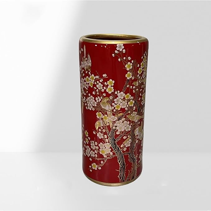 Ceramic Umbrella Stand Umbrella Holder for Entryway Hand-Made Umbrella Stand Barrels Umbrella Holder Cane Floor Standing Vase Ceramic Storage Bucket for Home Office Entrance Indoor.(Red 204)-NeatNest