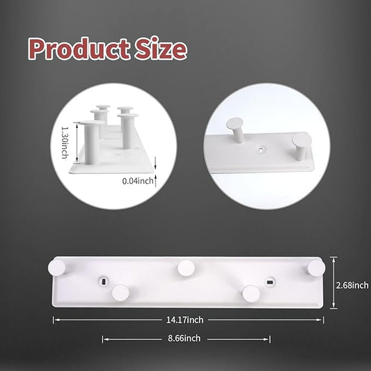 Coat Hooks for Wall, Coat Rack Wall Mounted, White Cloths Hooks with 5 Round Hooks for Bathroom, Entryway, Bedroom-NeatNest