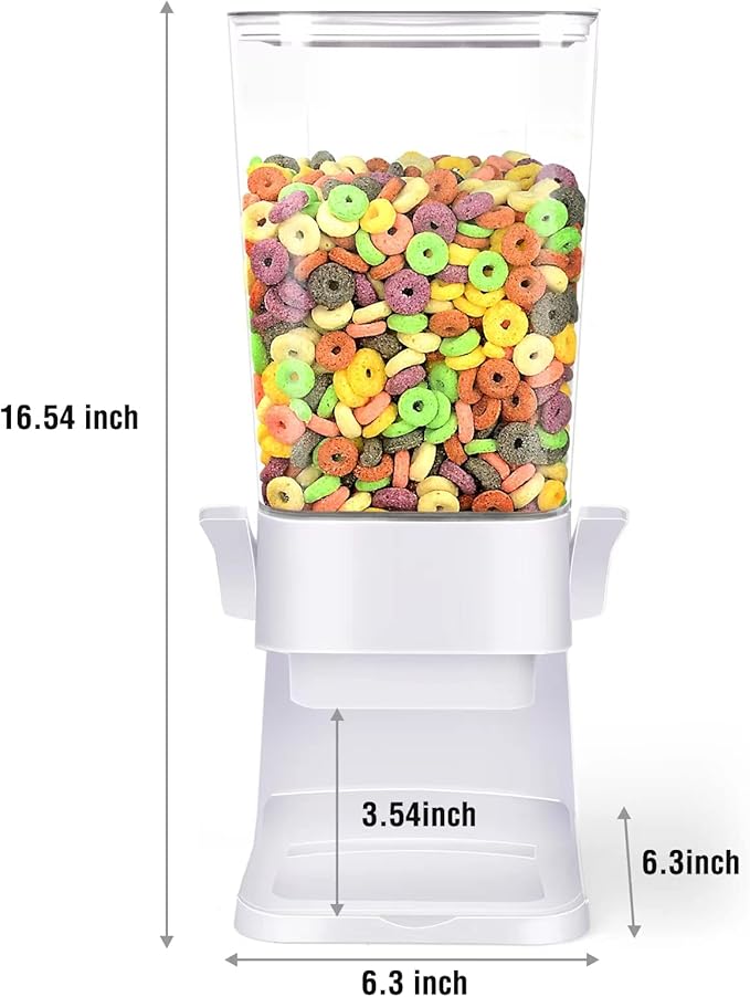 Cereal Dispenser Countertop Large Cereal Containers Storage Dispenser For Pantry Dry Food Dispenser Countertop Candy Dispenser Machine Rice Dispenser For Snack,Nuts, Granola(White,1PC)-NeatNest