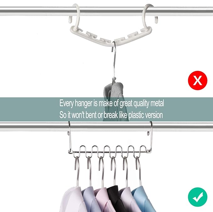 Meetu Space Saving Hangers Magic Cloth Hanger Metal Closet Organizer (Pack of 12)-NeatNest