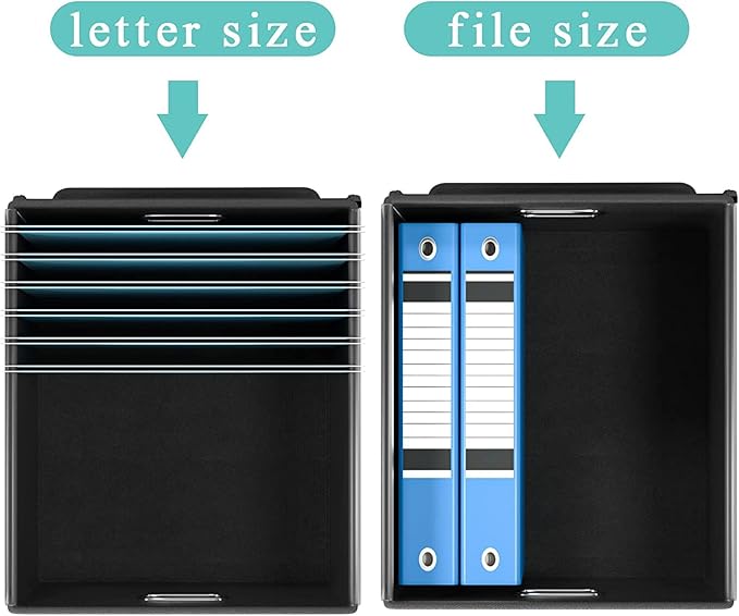 Huolewa File Organizer Boxes with Lids, Linen Office Document Storage Boxes, Filing Boxes, Decorative Small File Boxes for Hanging Files with Plastic Slide for Office/Cabinet/Decor/Home