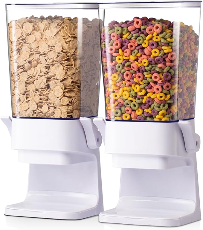 Cereal Dispenser Countertop with lids, 5L Organization and Storage Containers for Kitchen and pantry, Plastic Containers for food, Cereal, Rice, Beans, Grains, Nuts, Oatmeal, Pet food, White, 1Pc-NeatNest