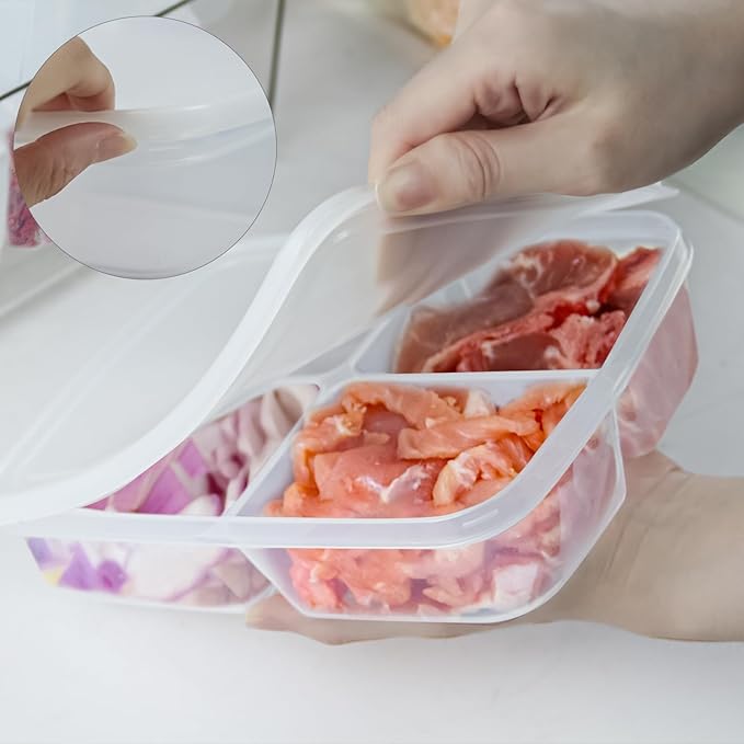 4 Pcs Reusable 4 Compartment Food Storage Containers with Lids, Food Containers for Storing fruits, Meat, Vegetables.