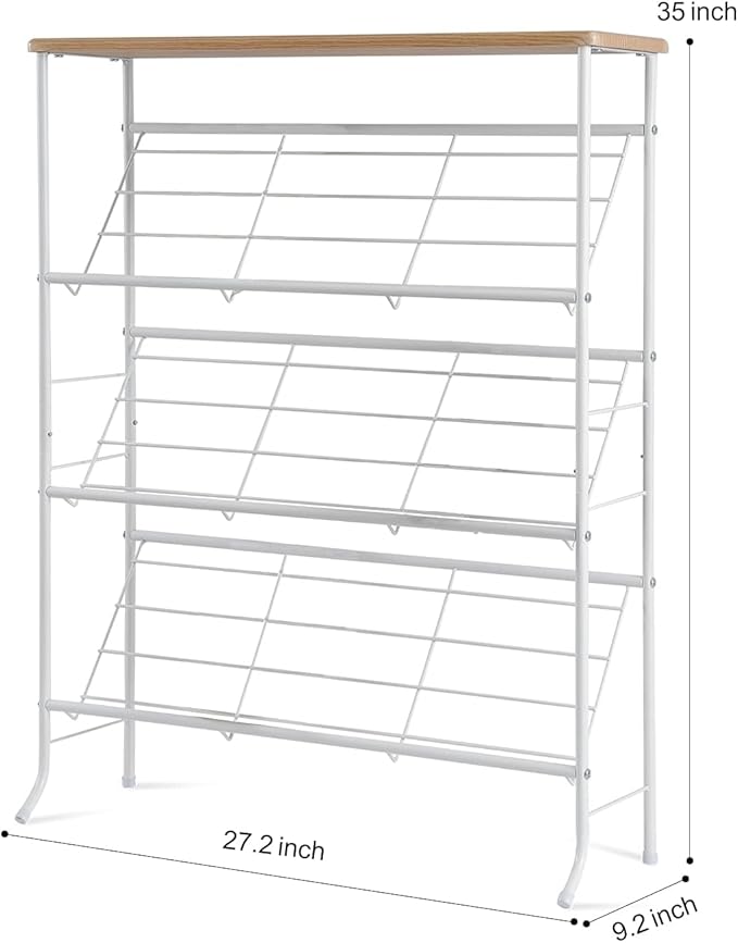 Whitmor Shoe Rack Storage, Narrow 4 Tier Metal Shoe Storage Shelf, Free Standing Shoe Racks, Space Saving Shoe Rack Organizer for Entryway, Hallway, Bedroom, Living Room(12-16 Pair)-NeatNest