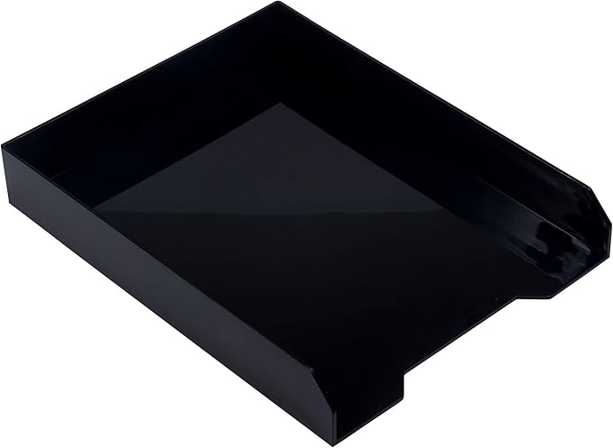 JAM PAPER Stackable Paper Trays - Black - Desktop Document, Letter, & File Organizer Tray - Sold Individually-NeatNest