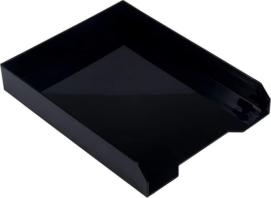 JAM PAPER Stackable Paper Trays - Black - Desktop Document, Letter, & File Organizer Tray - Sold Individually-NeatNest