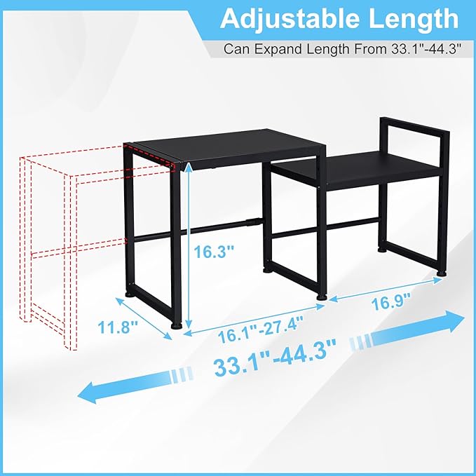 44.3 Inches Expandable Metal Storage Shelves,150LBS Heavy Duty Shelving Units and Storage For Appliance,Adjustable Utility Organization and Storage Shelf Rack For Kitchen Cabinet Closet Garage Pantry-NeatNest
