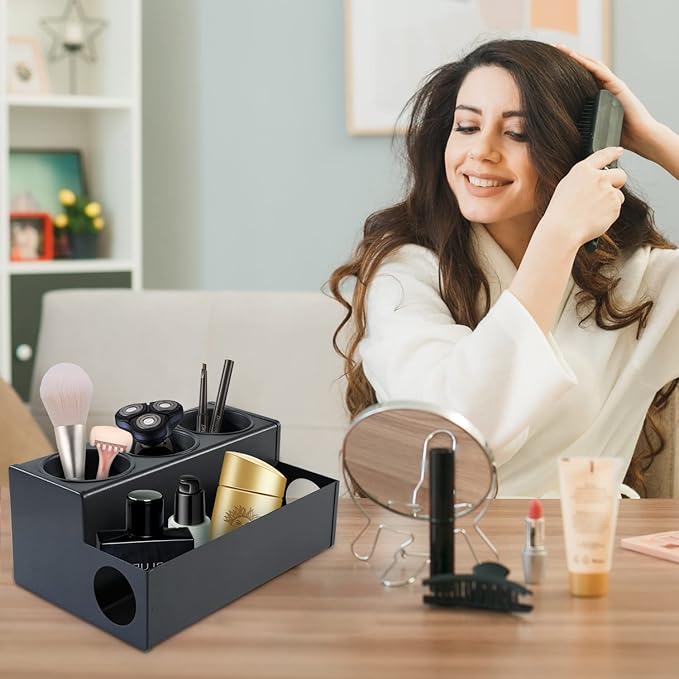 Hair Dryer Holder for Bathroom, Wall-Mounted Stainless Steel Hair Tools Organizer & Makeup Storage Space Saving Countertop Tray, Bathtub Organizer for Curling Irons, Bathtub Organizer