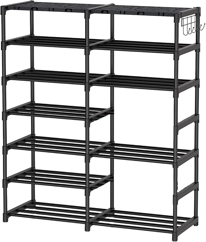 7 Tier Big Size Metal Shoe Rack, Space Saving Shoe Stand, Sturdy Shelf Organizer for Entryway, Closet, Bedroom, Holds 24 Pairs of Shoes-NeatNest