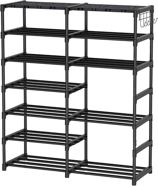 7 Tier Big Size Metal Shoe Rack, Space Saving Shoe Stand, Sturdy Shelf Organizer for Entryway, Closet, Bedroom, Holds 24 Pairs of Shoes-NeatNest