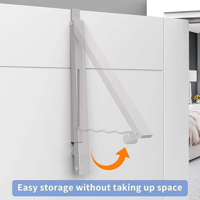 Clothes Drying Rack for Laundry Room Organization,Foldable Over The Door Drying Racks for Saving Space, Warm Gray 1 Pack