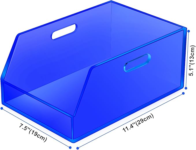 Gelite Stackable Storage Bin Organizer with Handles Acrylic Storage Container for Toy Pantry Kitchen Cabinet Bathroom Closet Office Organization, 11.4x7.5x5.1'', Navy Blue