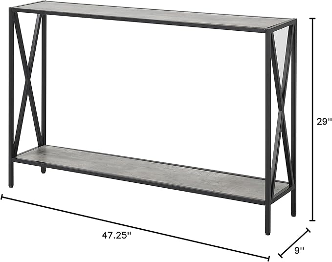 Convenience Concepts Tucson Console Table 47.25" - Modern Sofa Table with Storage Shelf, Entryway Hall Table for Living Room, Faux Birch/Black-NeatNest