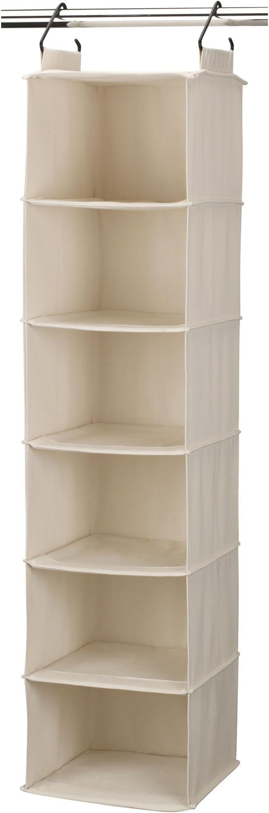 Household Essentials Cedarline 6-Shelf Hanging Closet Organizer, Heavy-Duty Cotton Canvas, Breathable, Versatile, Compact, Perfect for Rod or Wire Closets, Natural-NeatNest