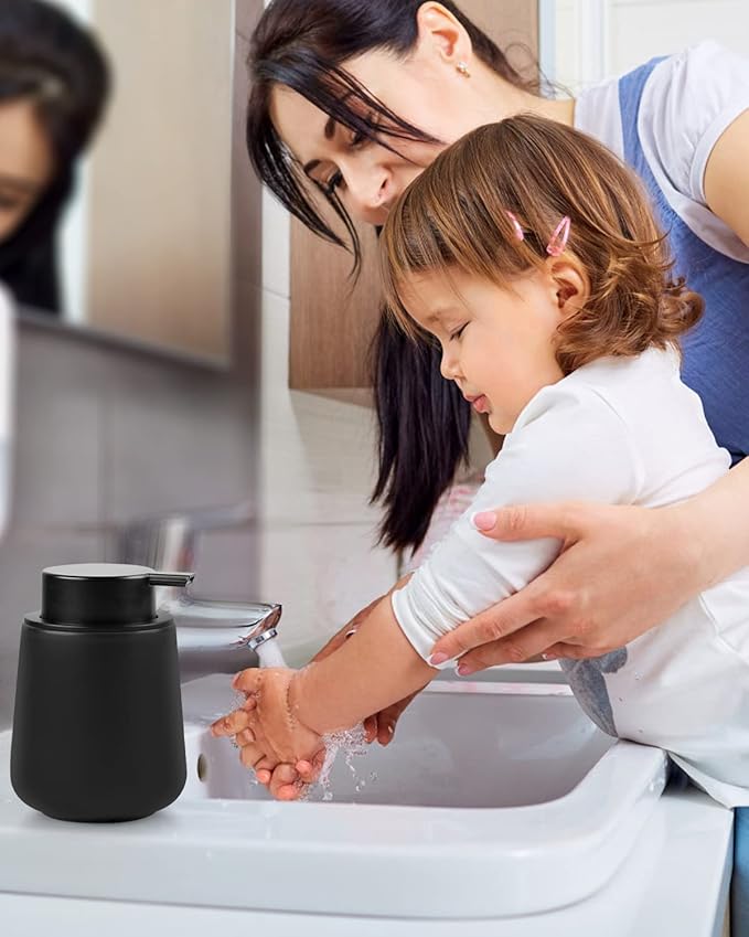 Bosilunlife Ceramic Foaming Soap Dispenser - 12Oz Matte Black Foam Hand Soap Dispenser Bathroom Countertop Kitchen Dish Soap Pump Dispenser Liquid Wash Dispenser for Bathroom-NeatNest
