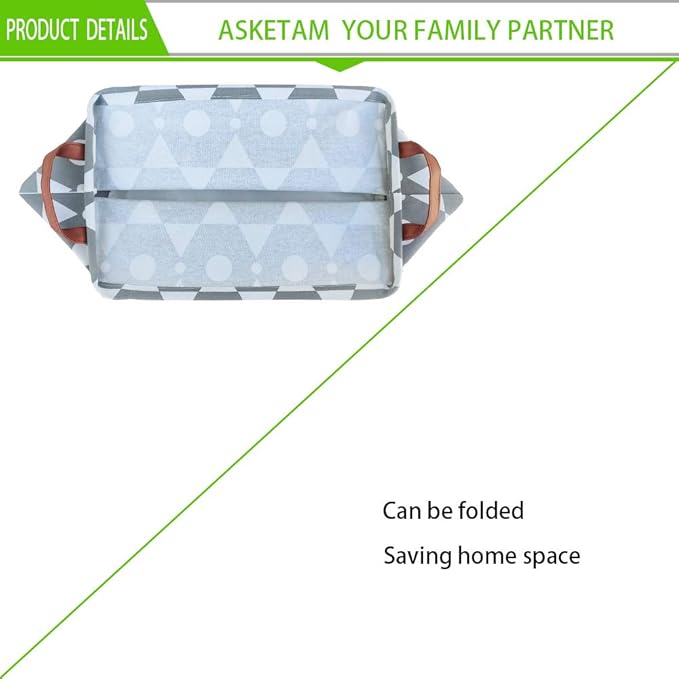 Cute Rectangle Storage Basket Nursery Playroom Bedroom Decor Clothes Basket (Grey hexagon)-NeatNest