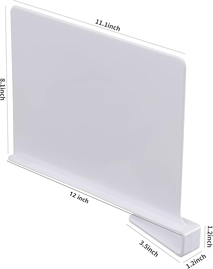CY craft Shelf Dividers for Closets,White Acrylic Shelf Divider for Wood Shelves and Clothes Organizer/Purses Separators Perfect for Kitchen Cabinets and Bedroom Organizer,2 Pieces-NeatNest