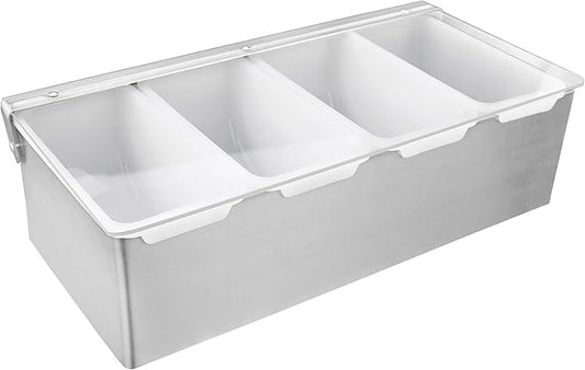 New Star Foodservice 48025 Stainless Steel Condiment Dispenser with 4 Compartments (NO ICE Tray Included)-NeatNest