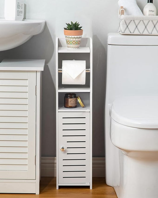 AOJEZOR Toilet Paper Holder Stand: Small Bathroom Storage Cabinet for Small Spaces-NeatNest