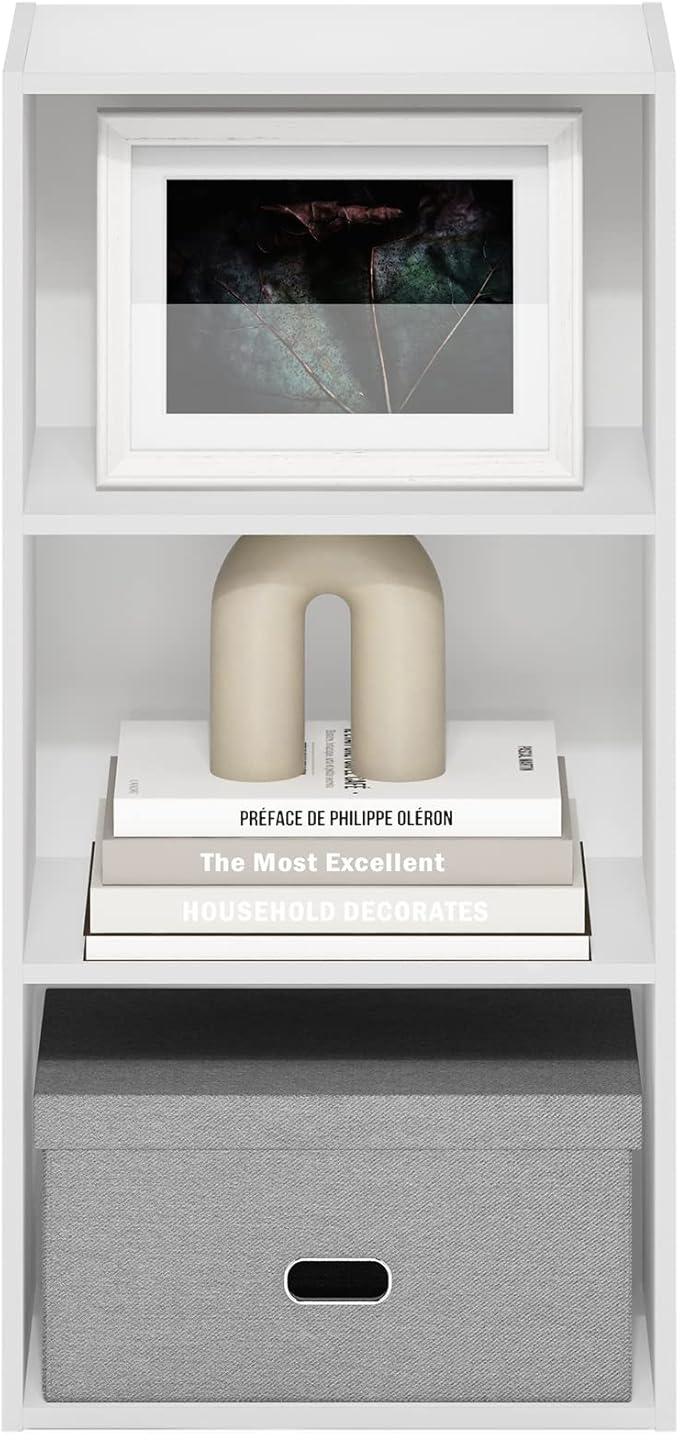 Furinno Luder 3-Tier Open Shelf Bookcase, White-NeatNest
