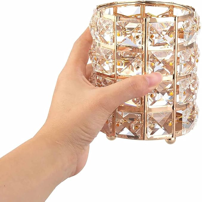 AKOAK 1 Pack Crystal Makeup Brush Holder Office Supplies Storage Rack Eyebrow Pencil/Lipstick/Pencil Makeup Container, Dressing Table, Bedroom, Office (Gold)-NeatNest
