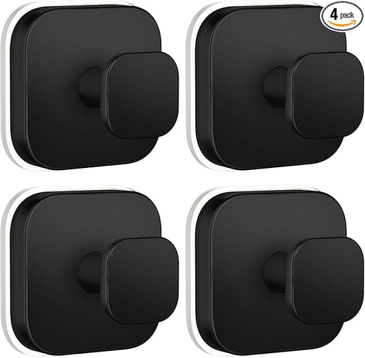 BKV Suction Cup Hooks for Shower,Heavy Duty Shower Hooks for Bathroom Wall,Glass Windows,Smooth Doors to Hang Towels,Robes,Coat,Reusable Suction Cup Wreath Hanger for Christmas Wreaths-Black(4 Pack)-NeatNest