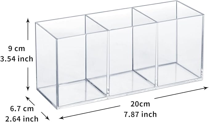 Clear Acrylic Silverware & Pen Organizer Caddy, Transparent Plastic Silverware Holder, Perfect for Office, Bedroom, and Bathroom Storage-NeatNest