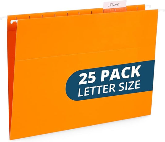 Blue Summit Supplies Hanging File Folders, 25 Reinforced Hang Folders, Designed for Home and Office Color Coded File Organization, Letter Size, Orange, 25 Pack-NeatNest