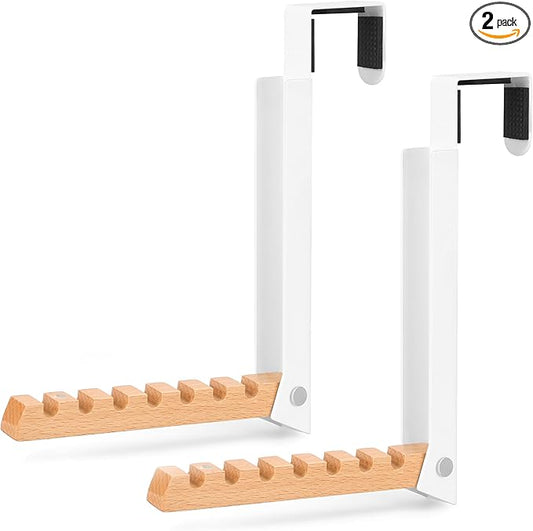 Over The Door Clothes Hanger – Portable Retractable Travel-Friendly Laundry Room Hanging Rack – Convenient Over The Door Drying Rack for Laundry Ease - 2PCS (White)