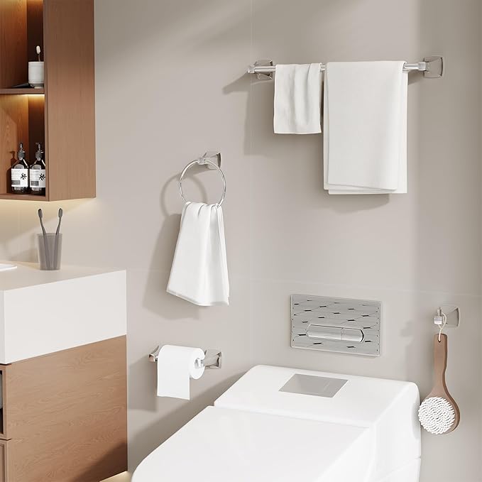 Hand Towel Holder for Bathroom Polished Chrome Towel Ring Stainless Steel and Zinc Alloy Towel Hanger Wall Mount for Bath, Kitchen, 2 Pack