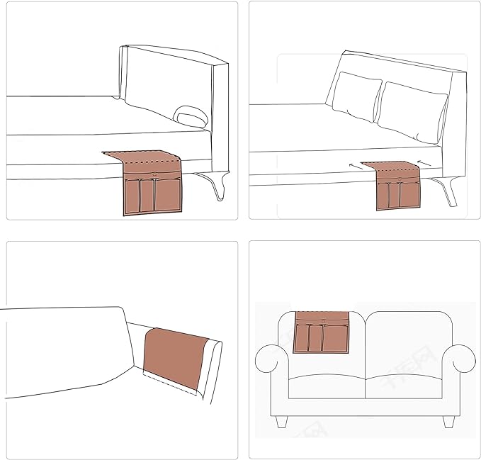 HAOMAIJIA Anti Slip Sofa Armrest Organizer Arm Chair Bedside Caddy Storage Organizer For Recliner Couch With 6 Pockets For Cell Phone Tv Remote Control Magazines (brown)-NeatNest