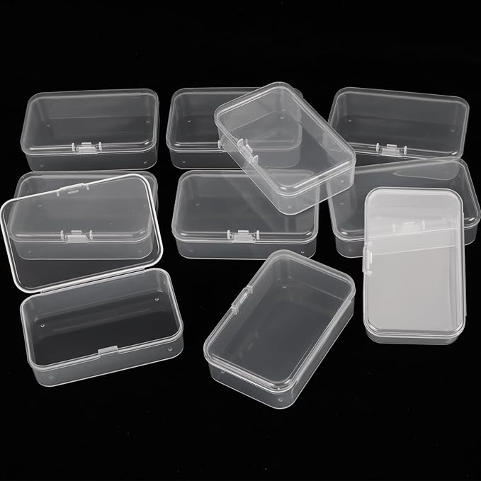 10 Packs Small Clear Plastic Beads Storage Containers Box Transparent Boxes with Hinged Lid for Small Items, Jewelry, Crafts (3.34 x 2.16 x 1 in)-NeatNest