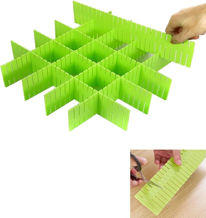 8pcs DIY Plastic Drawer Organizer Adjustable Drawer Dividers for Home Tidy Closet, Socks, Underwear, Office School Supplies, Kitchen Utensil Tools (Green)-NeatNest