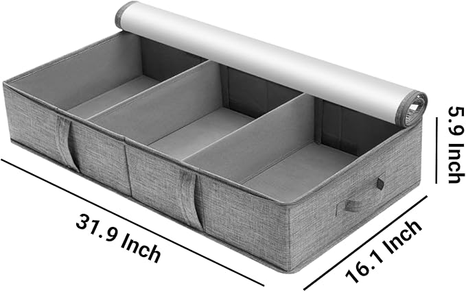 2 Packs Under Bed Storage Containers, Foldable Clothes Draw Organizers with Adjustable Dividers, Handles, Clear Window, Closet Storage Bins for Clothing, Shoes, Blankets-NeatNest