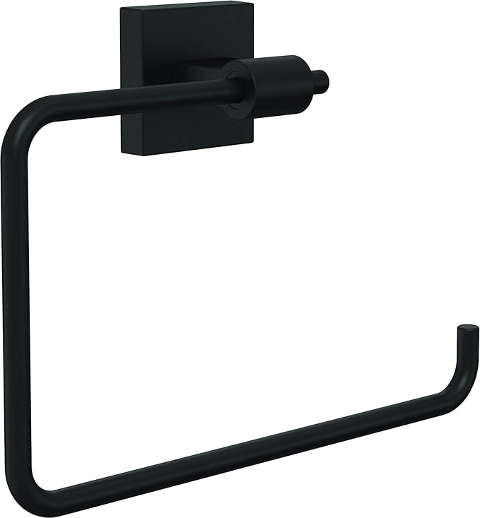 Franklin Brass Maxted (1-Pack) Hand Towel Holder Matte Black Towel Racks for Bathroom Wall Square Towel Ring Holder for Bath Towel Hanger for Kitchen, Bathroom Accessories MAX46-FB