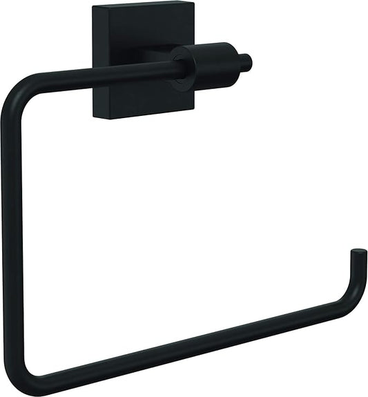 Franklin Brass Maxted (1-Pack) Hand Towel Holder Matte Black Towel Racks for Bathroom Wall Square Towel Ring Holder for Bath Towel Hanger for Kitchen, Bathroom Accessories MAX46-FB