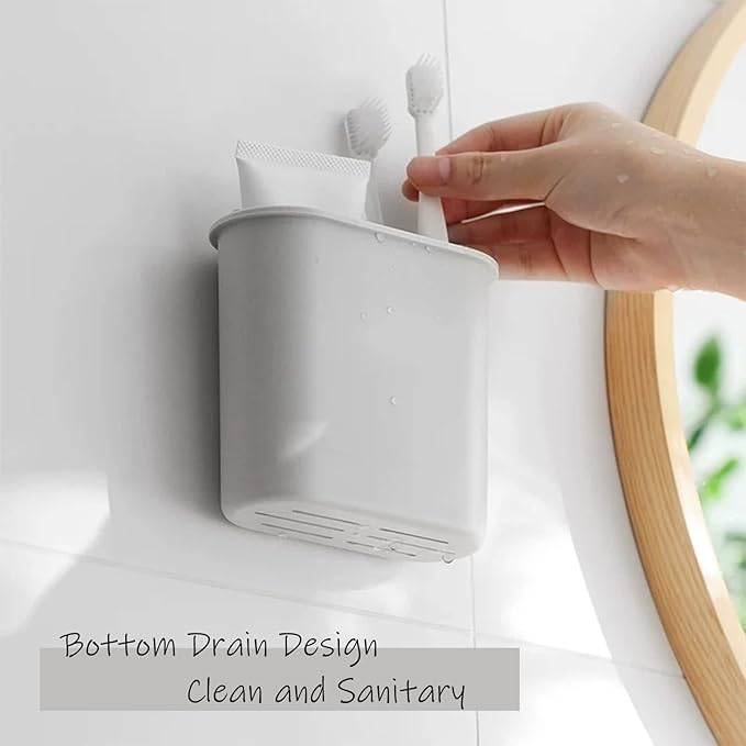 2 Packs Toothbrush Holders Wall Mounted, Self Adhesive Tooth Brush Holder for Bathroom Electric Toothbrush Toothpaste Razor Bathroom Accessories(Grey-NeatNest