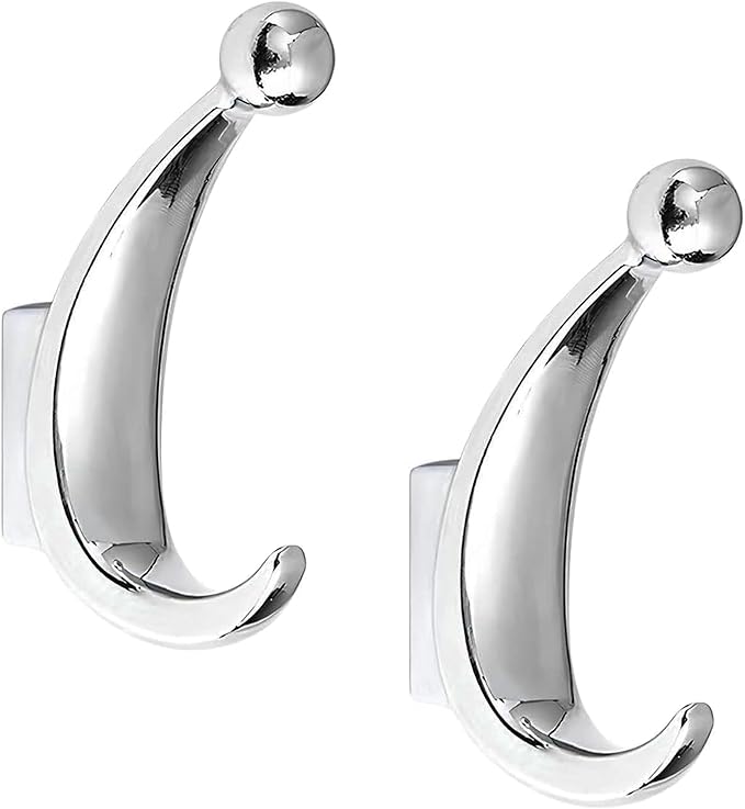 2 Pack Bathroom Towel Hooks, Screw in Metal Robe & Coat Hooks for Wall(Chrome)