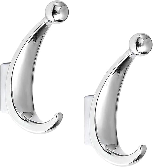 2 Pack Bathroom Towel Hooks, Screw in Metal Robe & Coat Hooks for Wall(Chrome)