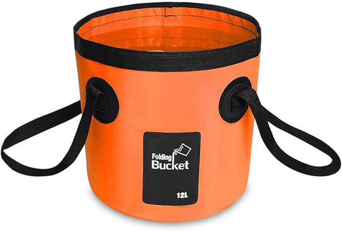 BANCHELLE Collapsible Bucket Water Container Portable Folding Camp Wash Basin for Outdoor Traveling Hiking Fishing Car Washing Gardening Camping (Orange, 12L)-NeatNest
