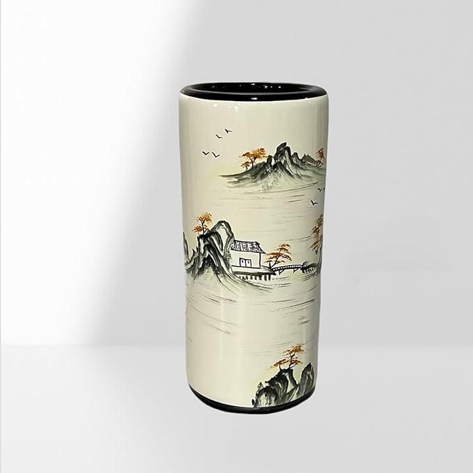 Ceramic Umbrella Stand Umbrella Holder for Entryway Hand-Made Umbrella Stand Barrels Umbrella Holder Cane Floor Standing Vase Ceramic Storage Bucket for Home Office Entrance Indoor.(Ink 206)-NeatNest