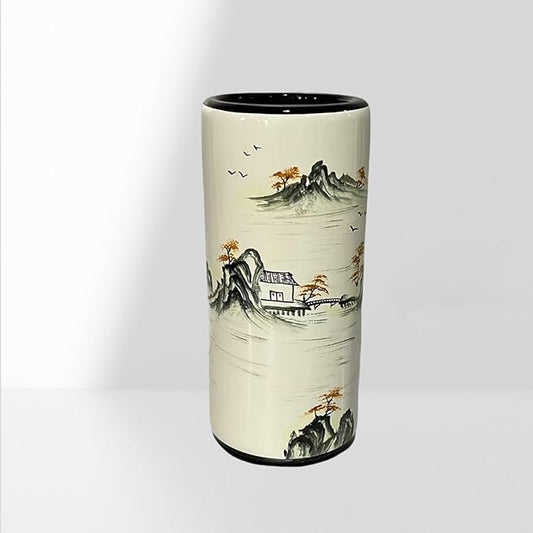 Ceramic Umbrella Stand Umbrella Holder for Entryway Hand-Made Umbrella Stand Barrels Umbrella Holder Cane Floor Standing Vase Ceramic Storage Bucket for Home Office Entrance Indoor.(Ink 206)-NeatNest