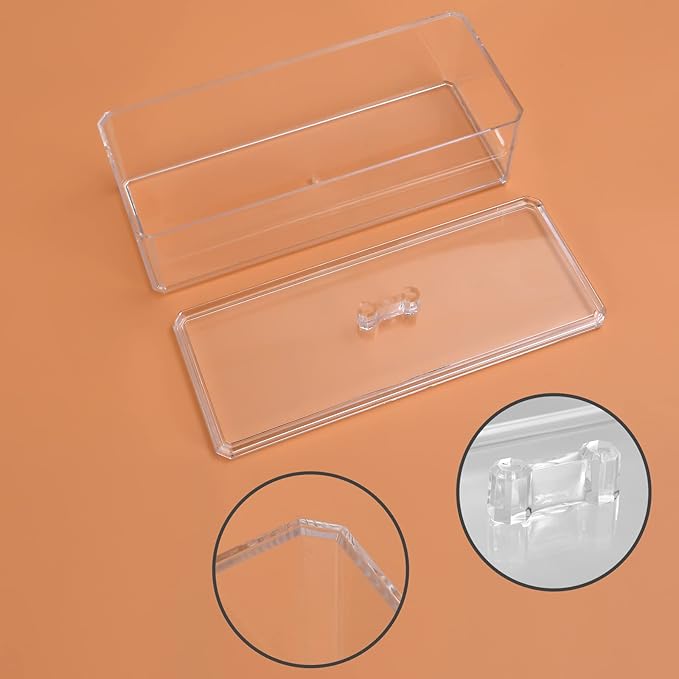dedoot Plastic Drawer Organizer, Clear Acrylic Vanity Desk Storage and Organizer, Bathroom Display Storage Container with Lid for Jewelry, Small Items 9.17x3.7X3.46 Inch-NeatNest