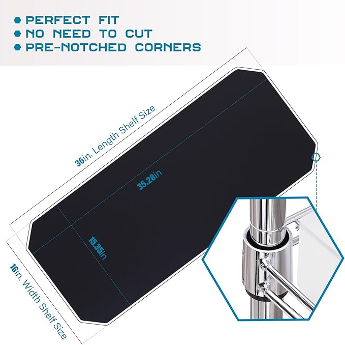 BRIAN & DANY Wire Shelf Liner 16" X 36", Heavy Duty Shelf Liners for Wire Shelving, Waterproof Protector Mats, Set of 5, Black-NeatNest