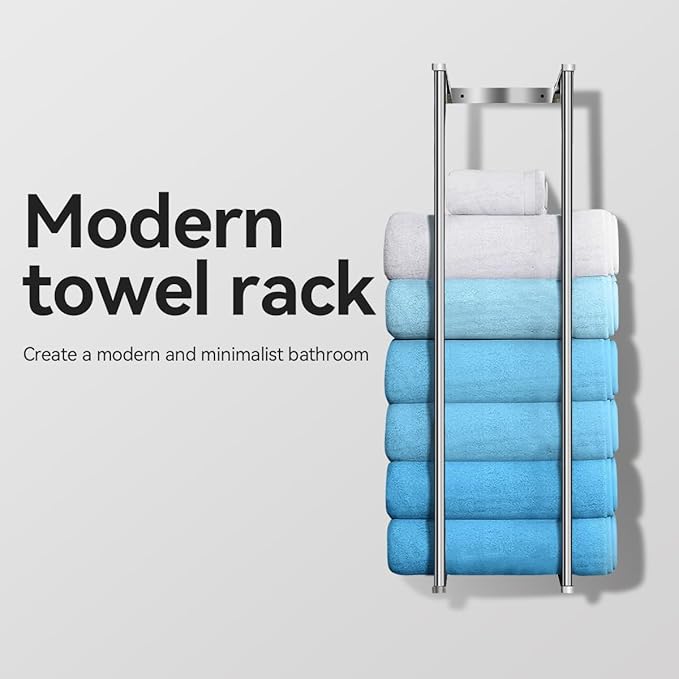 Towel Racks for Bathroom Towel Holder,Space Saving Vertical Hanging Towel Rack, Sturdy Metal Wall Mounted Towel Storage Rack for Rolled Towels Organizer