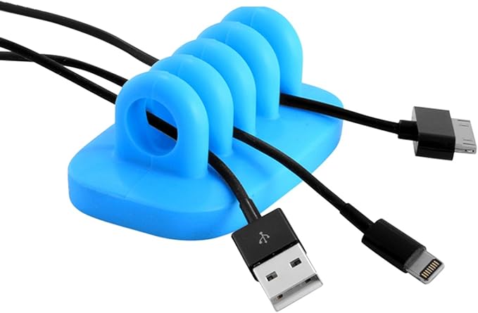 Cable Clip Holder Weighted Desktop Cord Management Fixture (Blue)-NeatNest