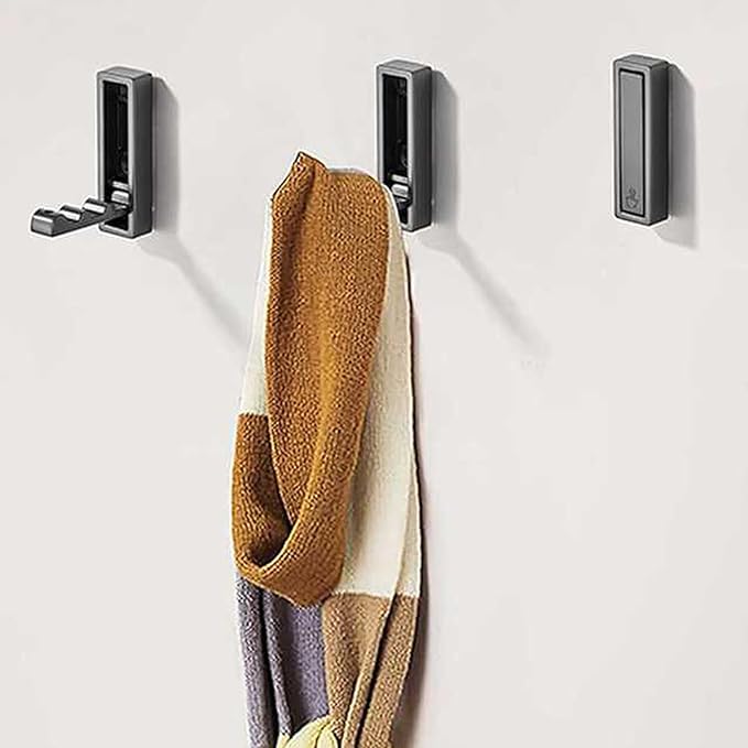2Pcs Folding Coat Hooks, Heavy Duty Foldable Hook Made of Zinc Alloy, Foldable Wall Hooks for Bathroom, Entryway, Closet, Pool and Kitchen are Coat, Key Backpack, Storage Solutions (Gray)-NeatNest