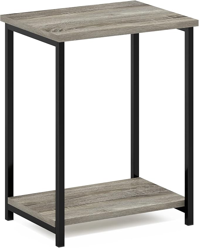 Furinno Simplistic Metal Frame End Table, 1-Pack, French Oak-NeatNest