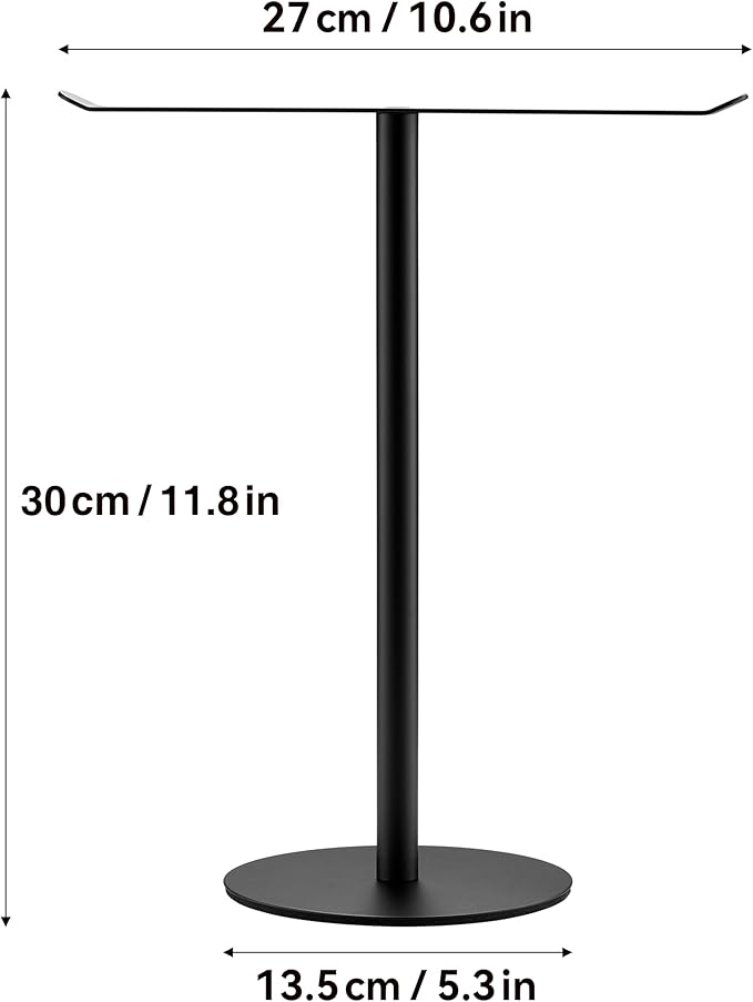 Black Hand Towel Holder Stand – Countertop T-Shaped Stainless Steel Towel Rack with Non-Slip Base for Vanity and Kitchen