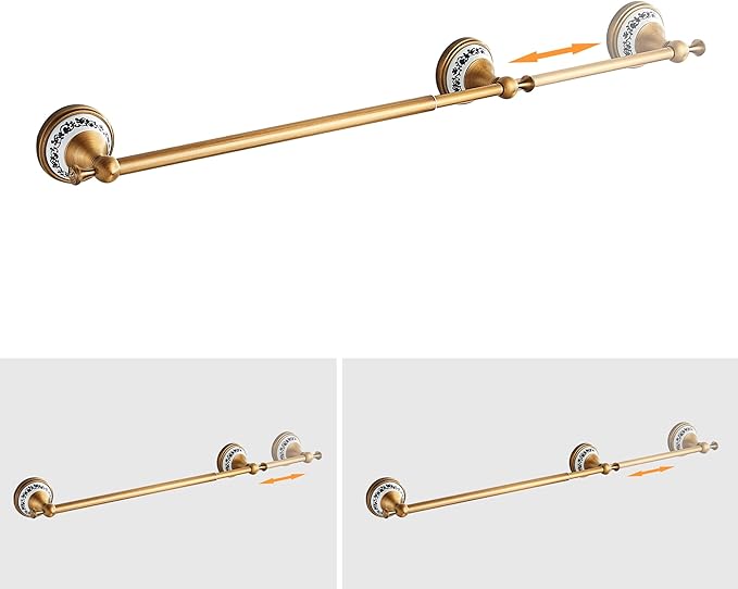 Antique Bronze Bathroom Hardware Set,Adjustable Towel Rack, Toilet Roll Paper Holder,Hand Towel Holder,Hook, Bathroom Accessories Set Wall Mounted,Porcelain Design